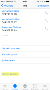 Werbeanrufen sperren unter iOS