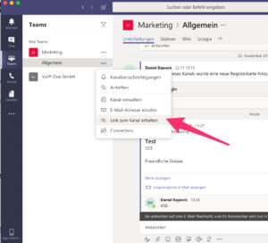 Microsoft Teams - Link zu Kanal